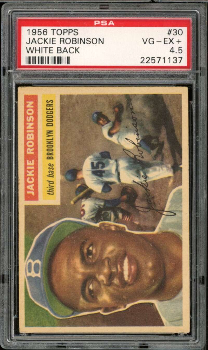 Jackie Robinson Card 1956 Topps White Back #30 PSA 4.5 Image 1