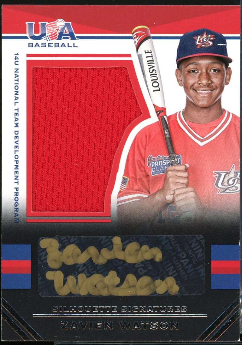 Zavien Watson Card USA S & S Jumbo Swatch Black Gold Jersey Signatures #156 /44 Image 1