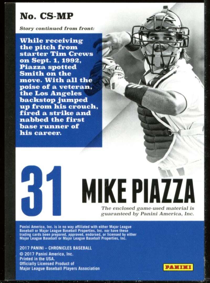 Mike Piazza Card 2017 Panini Chronicles Swatches #18 /499 Image 2