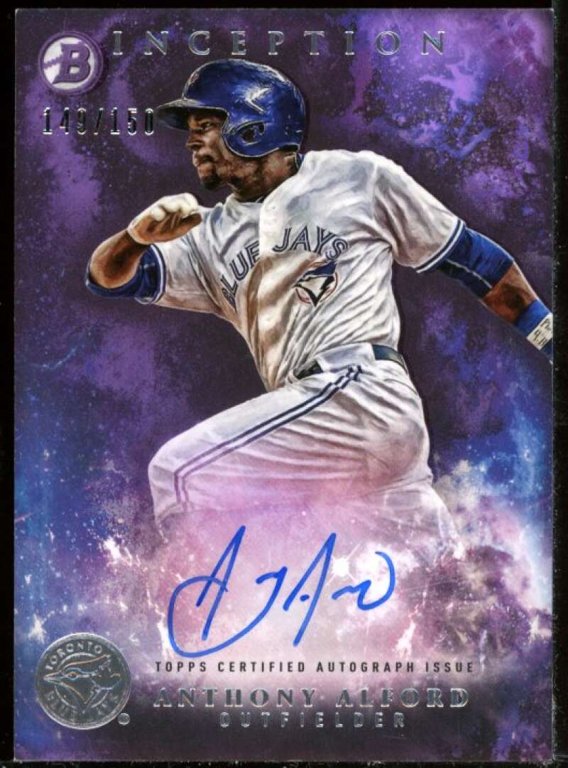 Anthony Alford Card 2016 Bowman Inception Prospect Autographs #PAAA Image 1