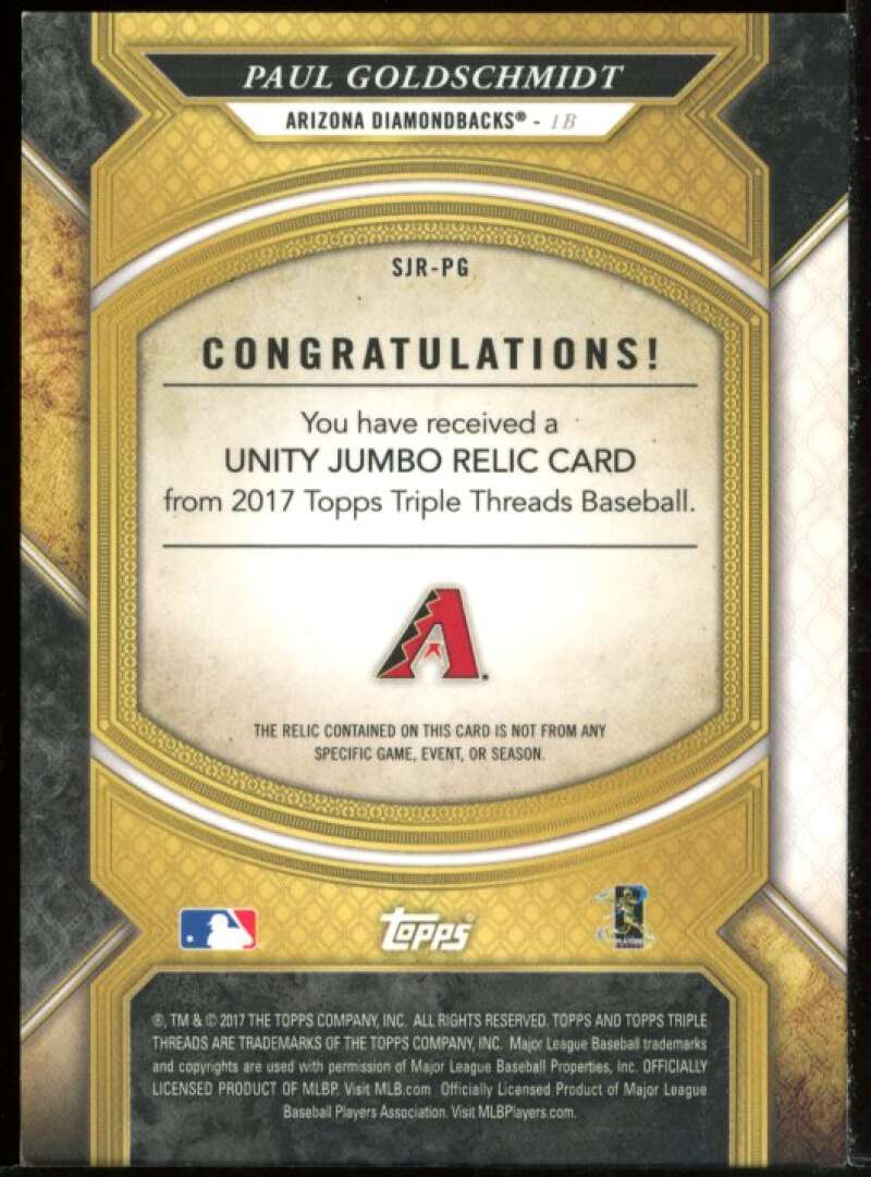 Paul Goldschmidt Card 2017 Topps Triple Threads Unity Jumbo Relics #SJRPG Image 2