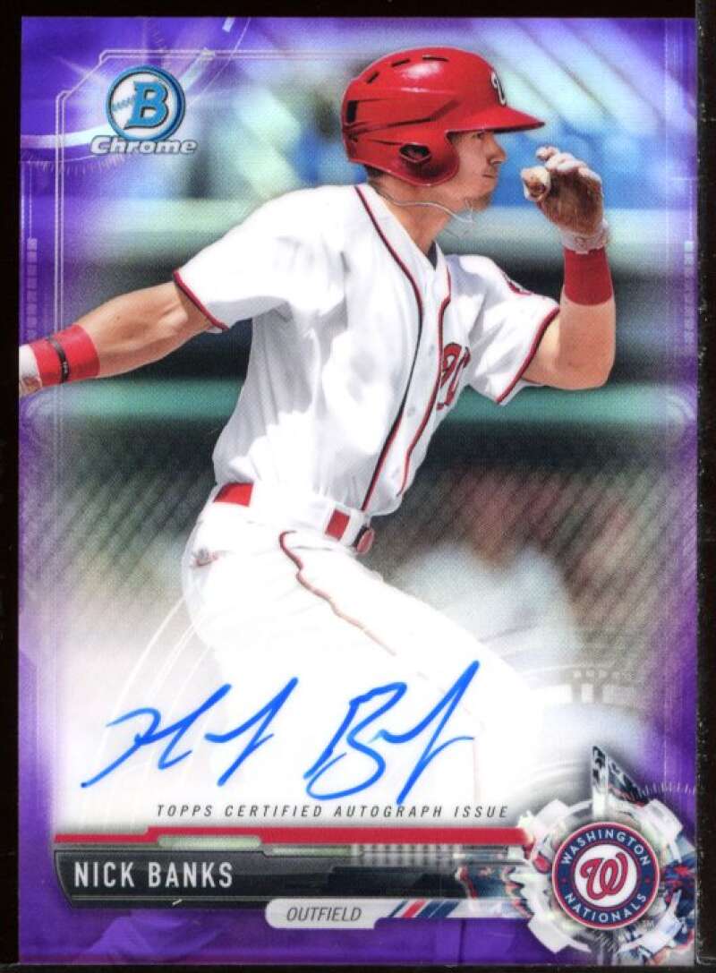 Nick Banks Card 2017 Bowman Chrome Prospect Autographs Purple Refractors #CPANB Image 1