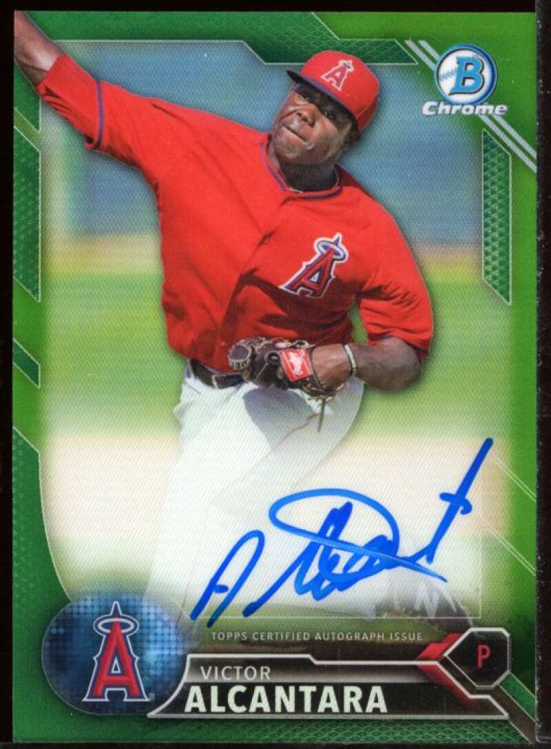 Victor Alcantara 2016 Bowman Chrome Prospect Autographs Green Refractors #BCAPVA Image 1