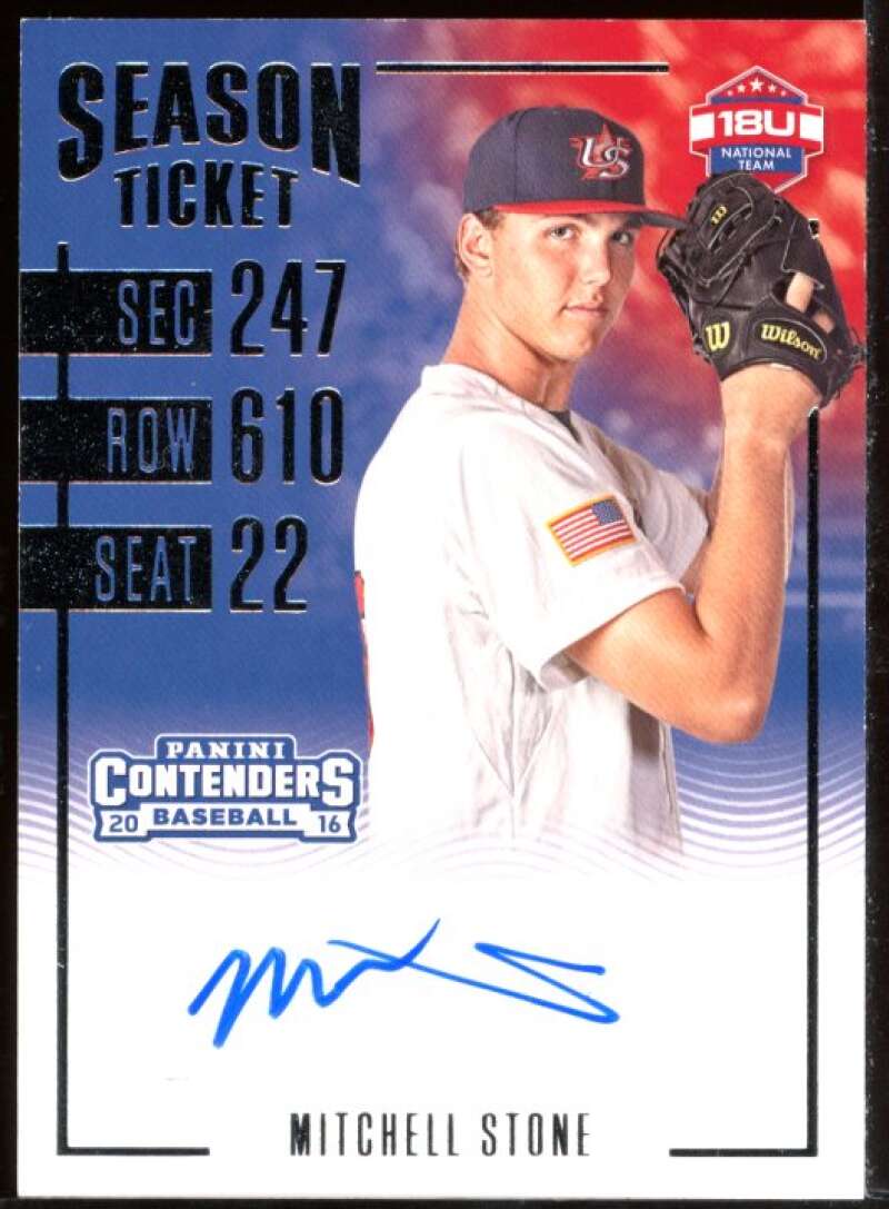 Mitchell Stone 2016 Elite Extra Edition USA Baseball 18U Ticket Autographs #18 Image 1