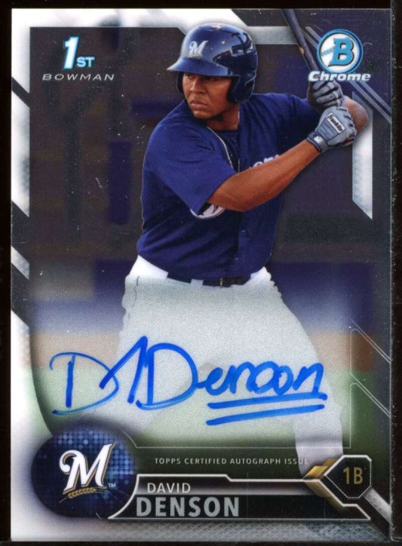 David Denson Card 2016 Bowman Chrome Prospect Autographs #CPADD Image 1