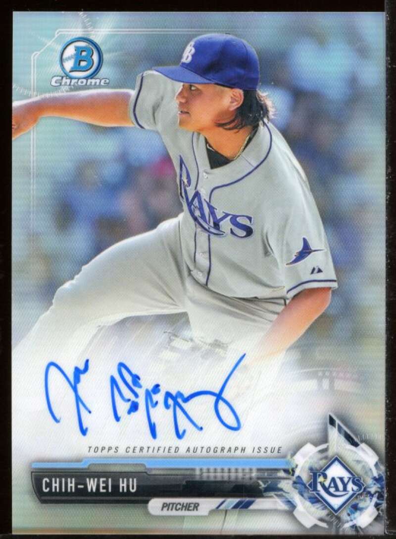 Chih-Wei Hu 2017 Bowman Chrome Prospect Autographs 70th Blue Refractors #CPACWH Image 1