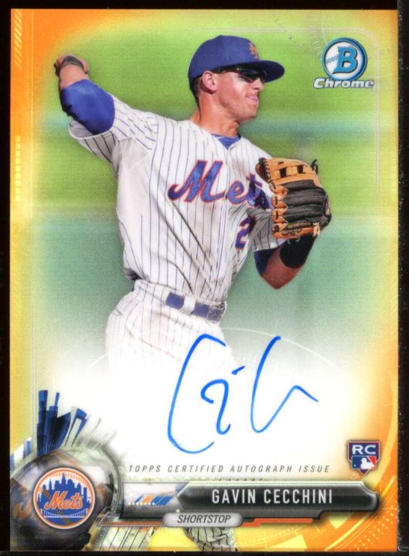 Gavin Cecchini 2017 Bowman Chrome Rookie Autographs Orange Refractors #BCARGC Image 1