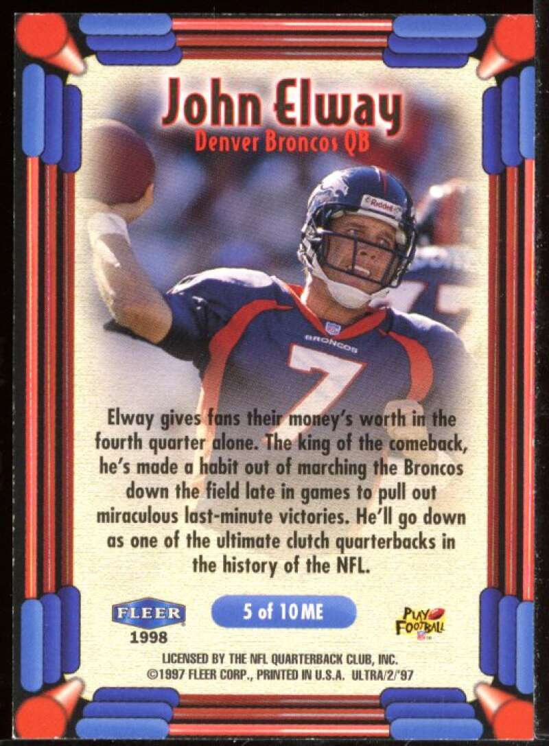 John Elway Card 1997 Ultra Main Event #5 Image 2