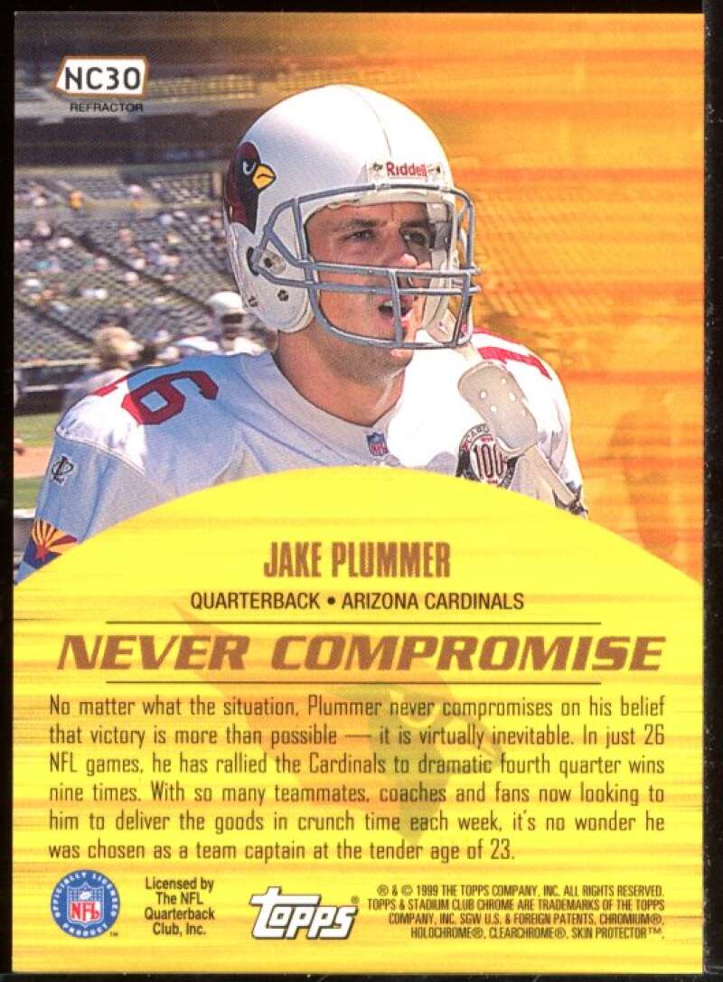 Jake Plummer Card 1999 Stadium Club Chrome Never Compromise Refractors #NC30 Image 2