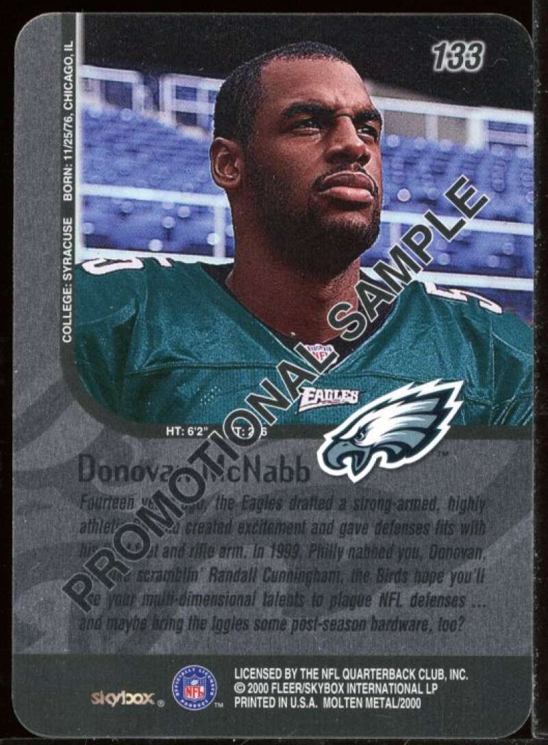 Donovan McNabb ( Promo version) Card 1999 SkyBox Molten Metal #133 Image 2