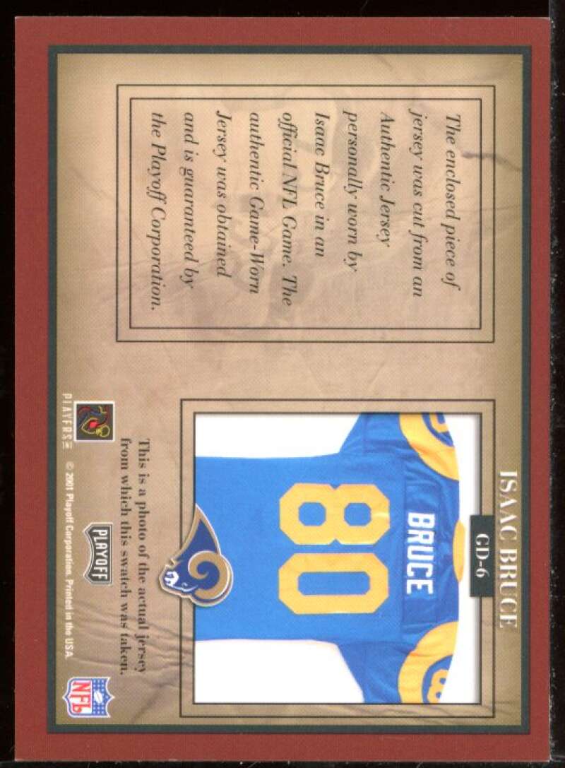 Isaac Bruce Card 2001 Playoff Honors Game Day Jerseys #GD6 Image 2