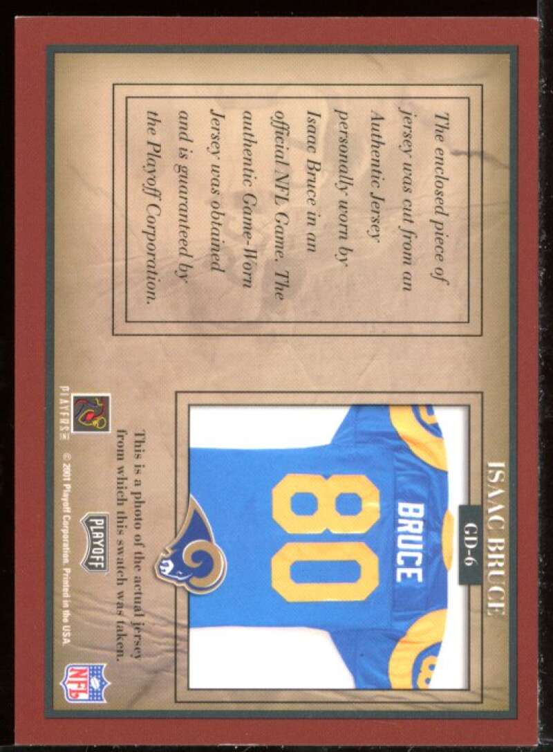 Isaac Bruce Card 2001 Playoff Honors Game Day Jerseys #GD6 Image 2