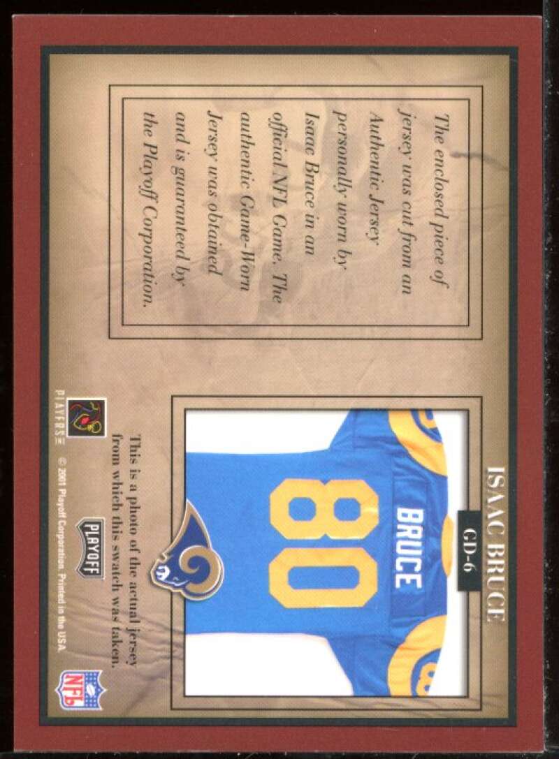 Isaac Bruce Card 2001 Playoff Honors Game Day Jerseys #GD6 Image 2