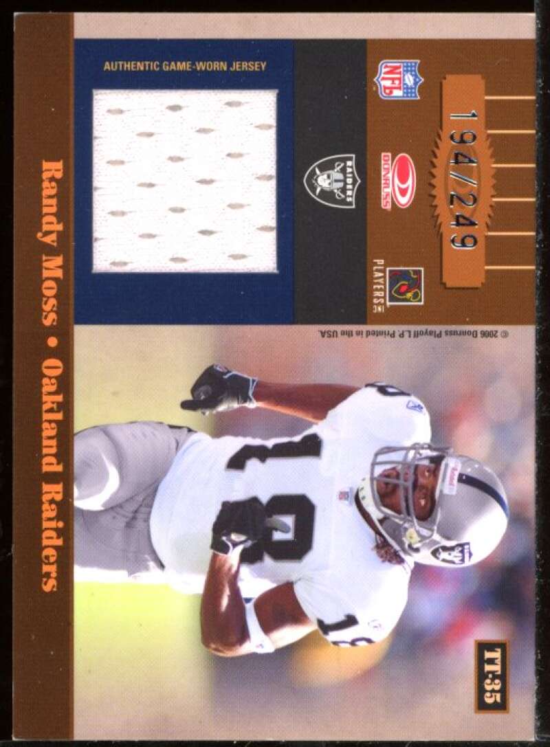 Fred Biletnikoff Randy Moss Card 2006 Donruss Elite Throwback Threads #35 /249 Image 2