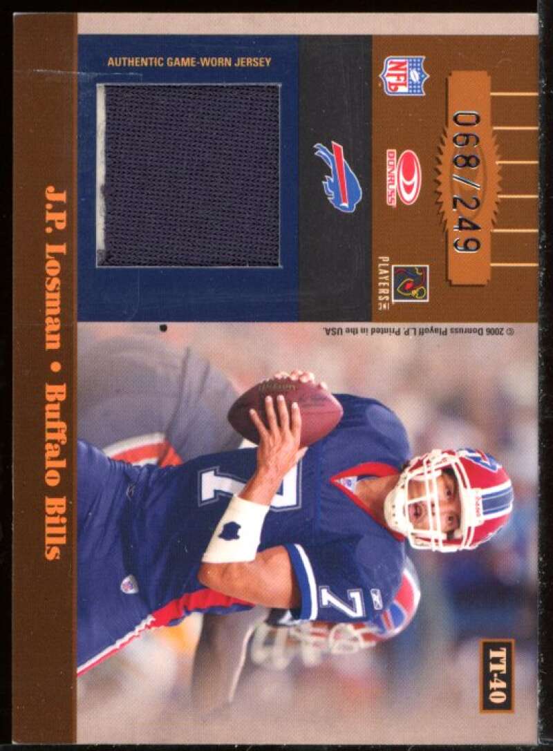 Jim Kelly J.P. Losman Card 2006 Donruss Elite Throwback Threads #40 /249 Image 2