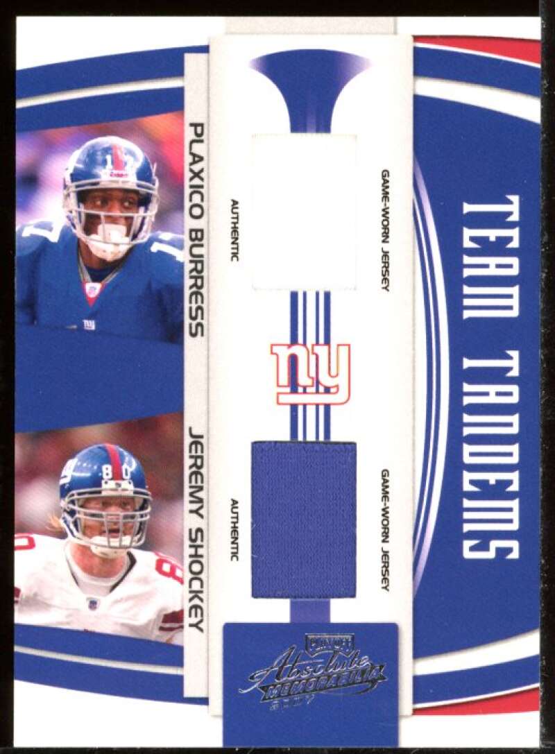 Plaxico Burress/Jeremy Shockey 2007 Absolute Memorabilia Tandems Materials #16 Image 1