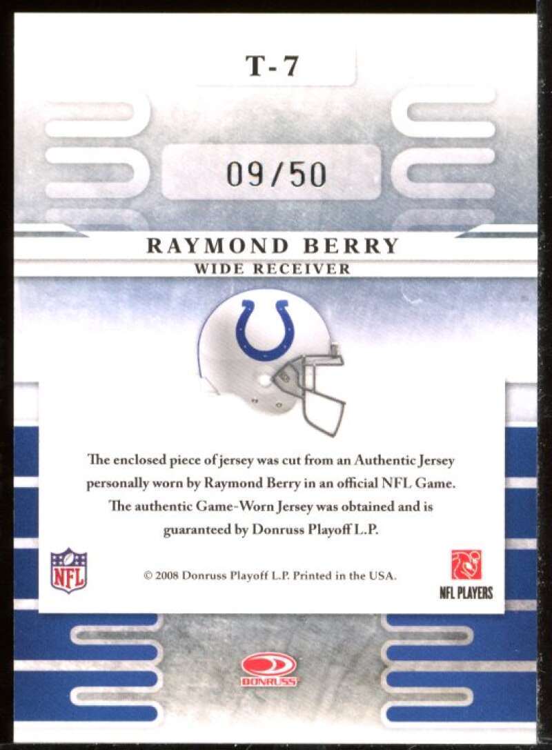 Raymond Berry Card 2008 Leaf Limited Team Trademarks Materials Team Logo #7 Image 2