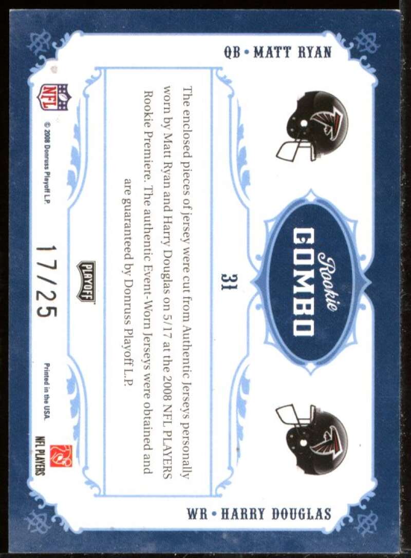 Matt Ryan/Harry Douglas 2008 Playoff National Treasures Rookie Combo Mater #31 Image 2