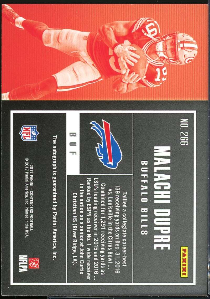 Malachi Dupre AU Card 2017 Panini Contenders Playoff Ticket #266 /49 Image 2