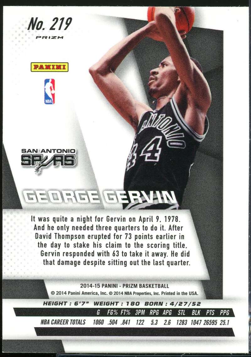 George Gervin Card 2014-15 Panini Prizm Prizms Green #219 Image 2