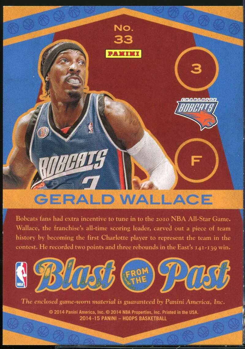 Gerald Wallace Card 2014-15 Hoops Blast from the Past Memorabilia #33 Image 2