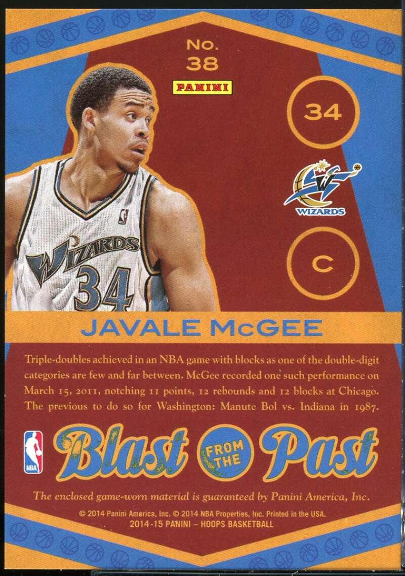 JaVale McGee Card 2014-15 Hoops Blast from the Past Memorabilia #38 Image 2