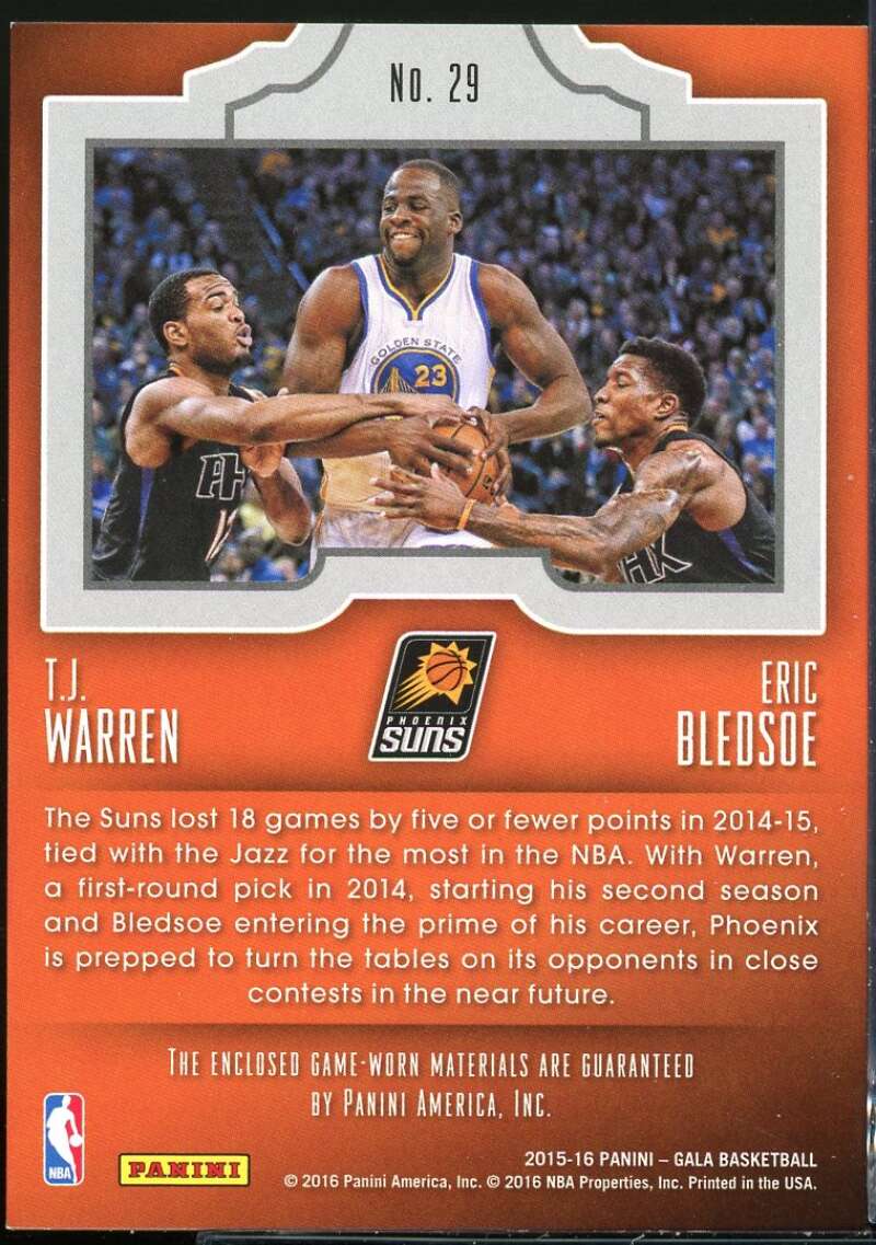 Eric Bledsoe Warren 2015-16 Panini Gala Double Feature Memorabilia Jade #29 /25 Image 2