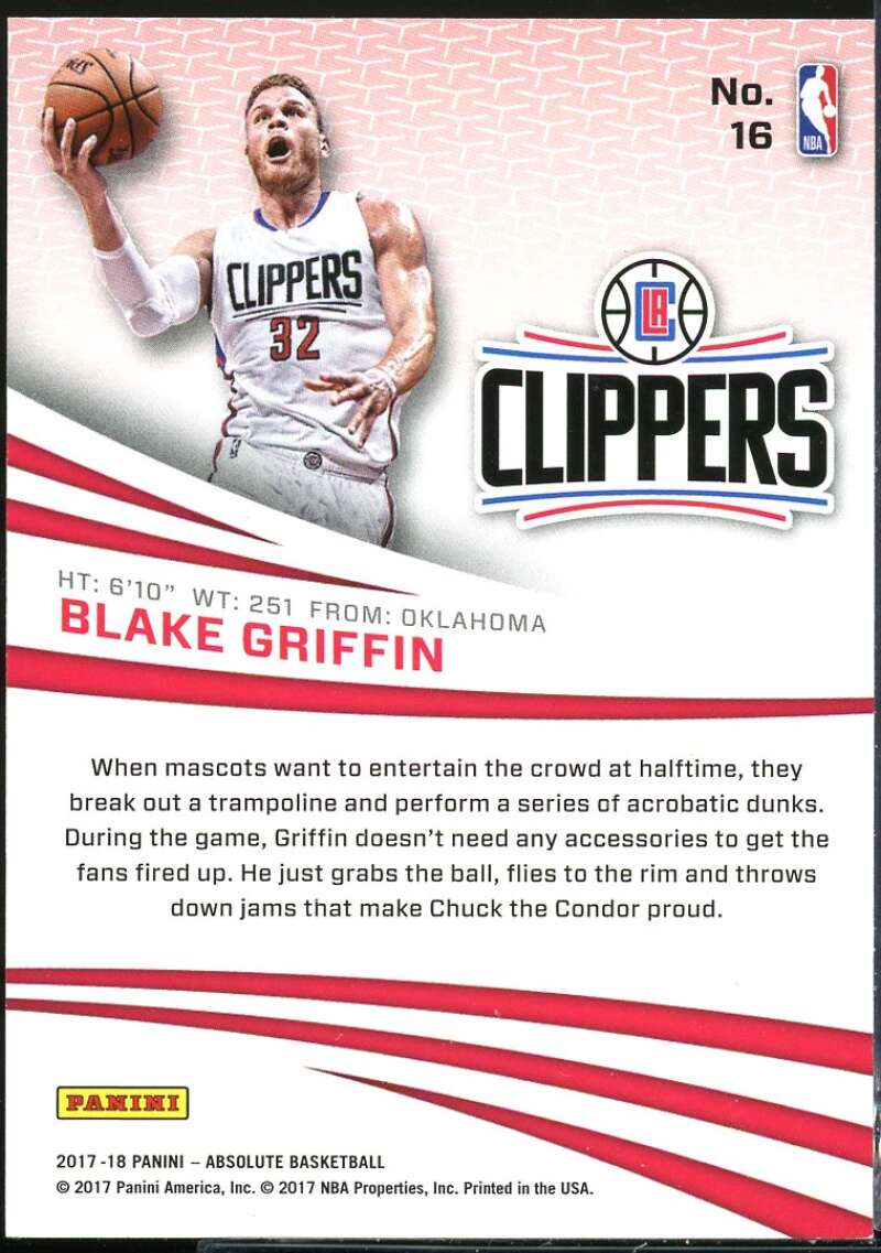 Blake Griffin Card 2017-18 Absolute Memorabilia #16 Image 2