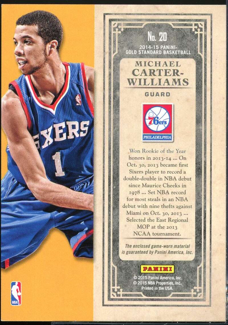 Michael Carter-Williams 2014-15 Panini Gold Standard Black Gold Threads #20 /25 Image 2