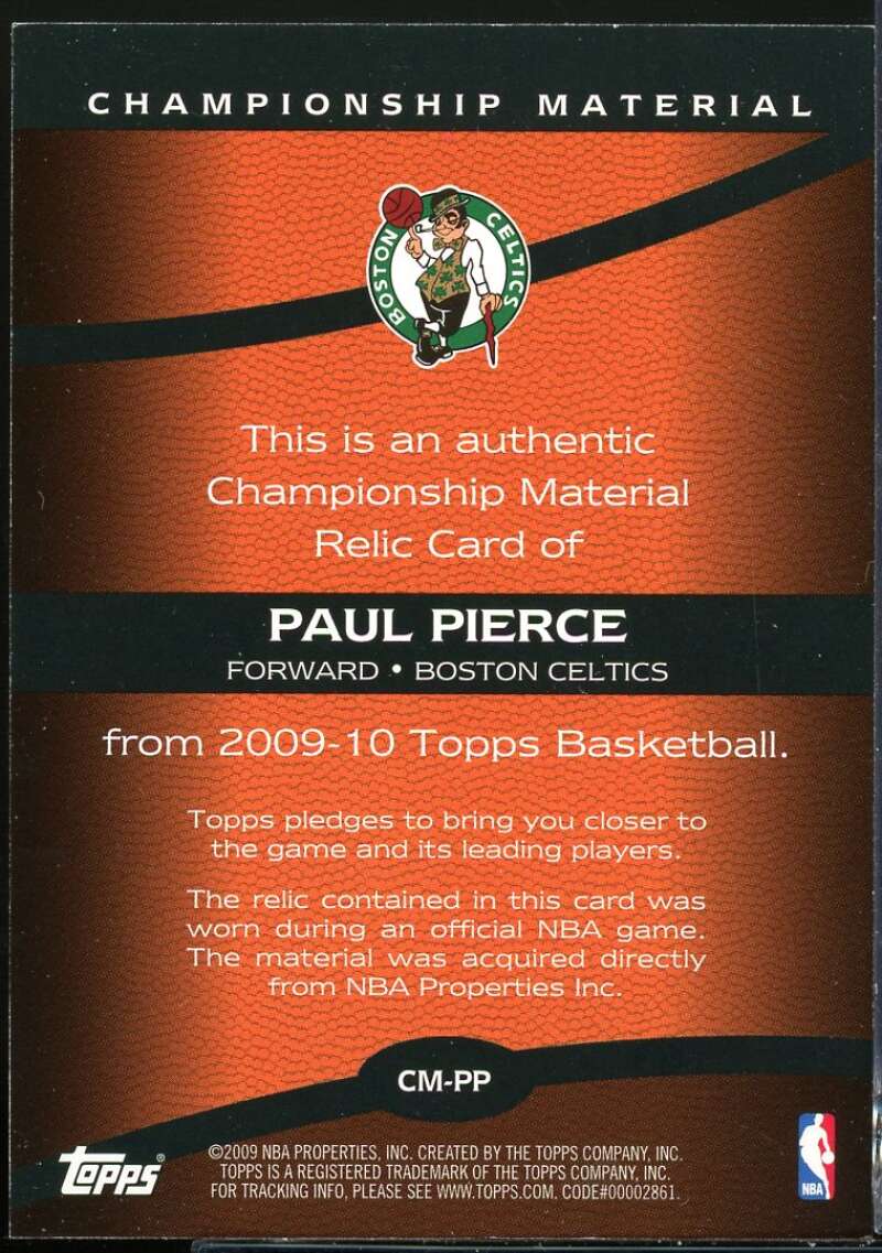 Paul Pierce A Card 2009-10 Topps Championship Materials #CMPP Image 2