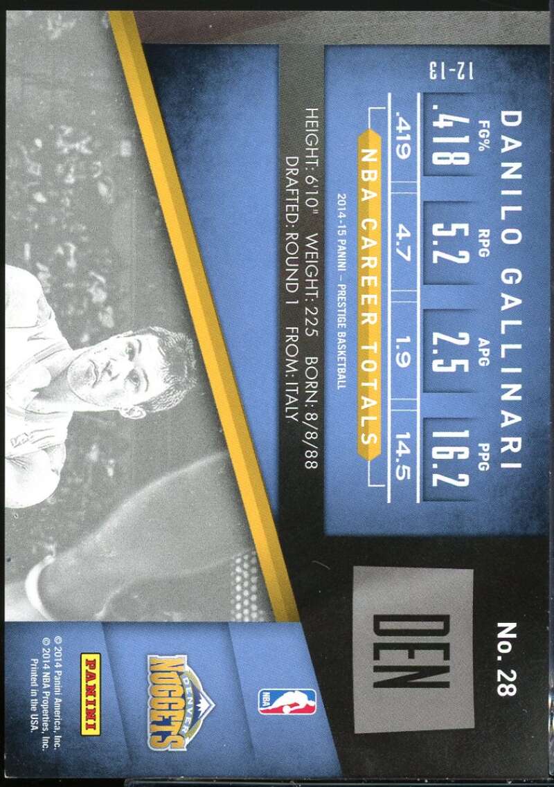 Danilo Gallinari Card 2014-15 Prestige Bonus Shots Green #28 Image 2