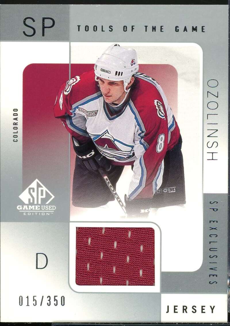 Sandis Ozolinsh Card 2000-01 SP Game Used Tools of the Game Exclusives #SO Image 1