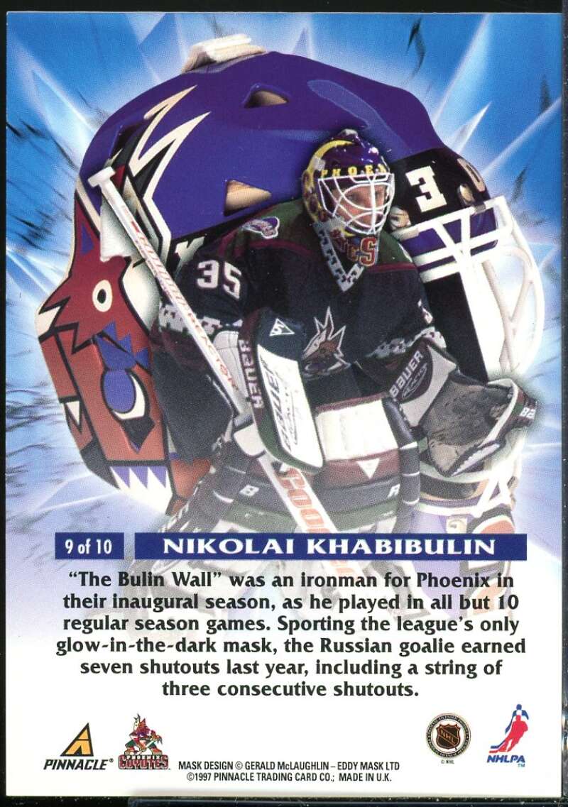 Nikolai Khabibulin Card 1997-98 Pinnacle Masks #9 Image 2