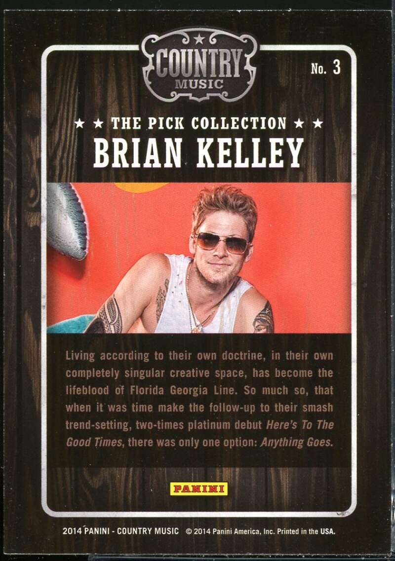 Brian Kelley Card 2015 Country Music Pick Collection #3 Image 2