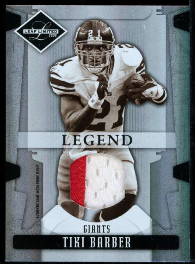 Tiki Barber Card 2008 Leaf Limited Threads Prime Jersey Materials #185 Image 1