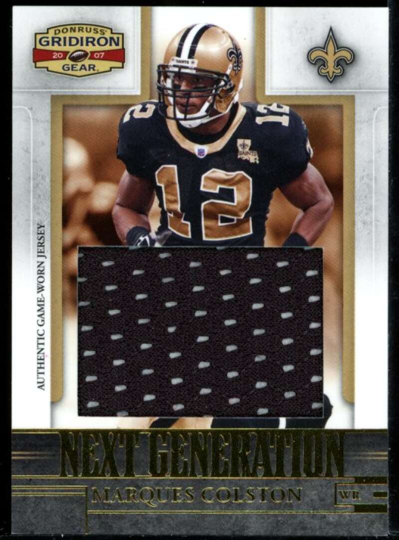 Marques Colston Card 2007 Gridiron Gear Next Generation Jerseys Jumbo Swatch #21 Image 1