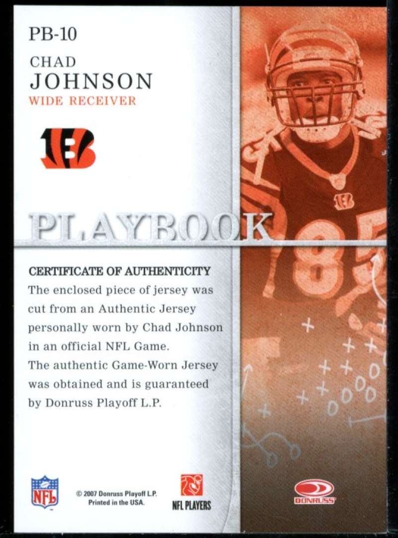 Chad Johnson Card 2006 Donruss Gridiron Gear Playbook Jersey Patches #2 Image 2