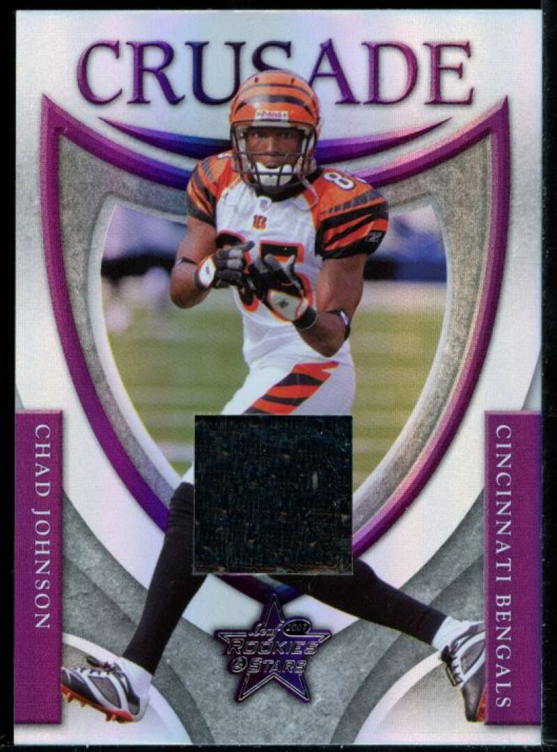 Chad Johnson Card 2007 Leaf Rookies and Stars Crusade Materials Purple Prime #13 Image 1