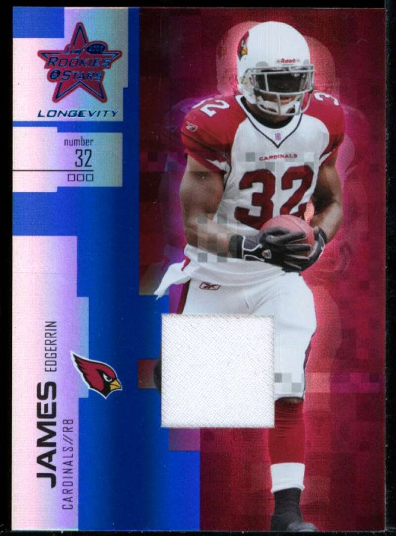 Edgerrin James Card 2007 Leaf Rookies and Stars Longevity Saphire Jersey #40 Image 1