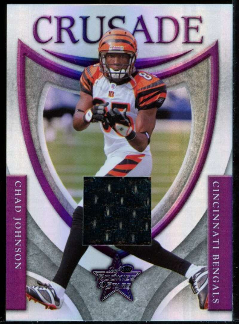 Chad Johnson Card 2007 Leaf Rookies and Stars Crusade Materials Purple Prime #13 Image 1