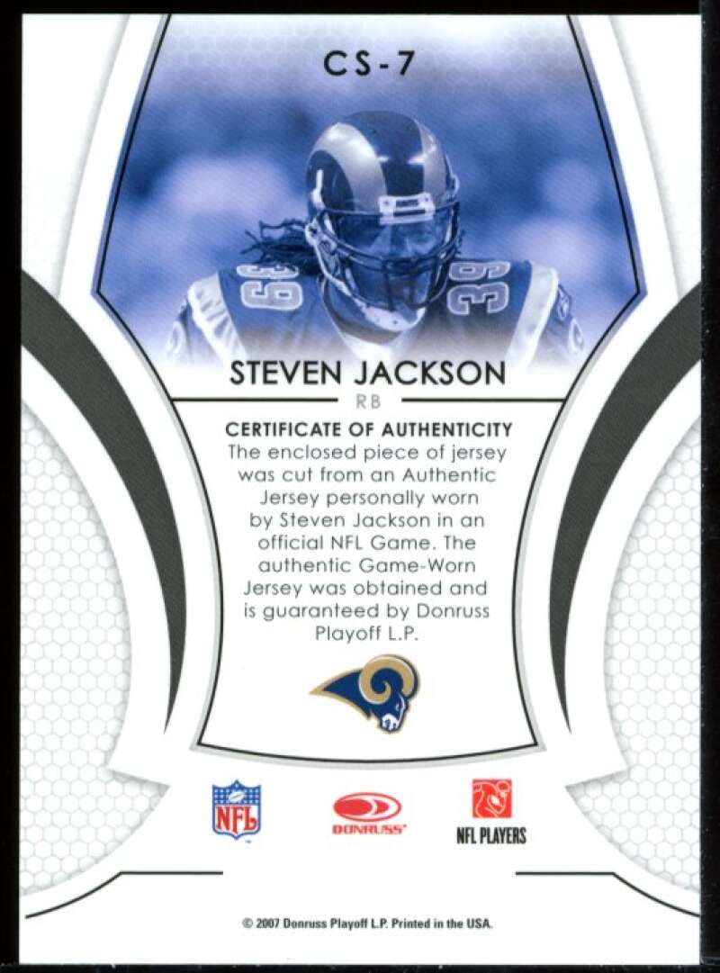 Steven Jackson Card 2007 Leaf Certified Materials Certified Skills Jersey #7 Image 2