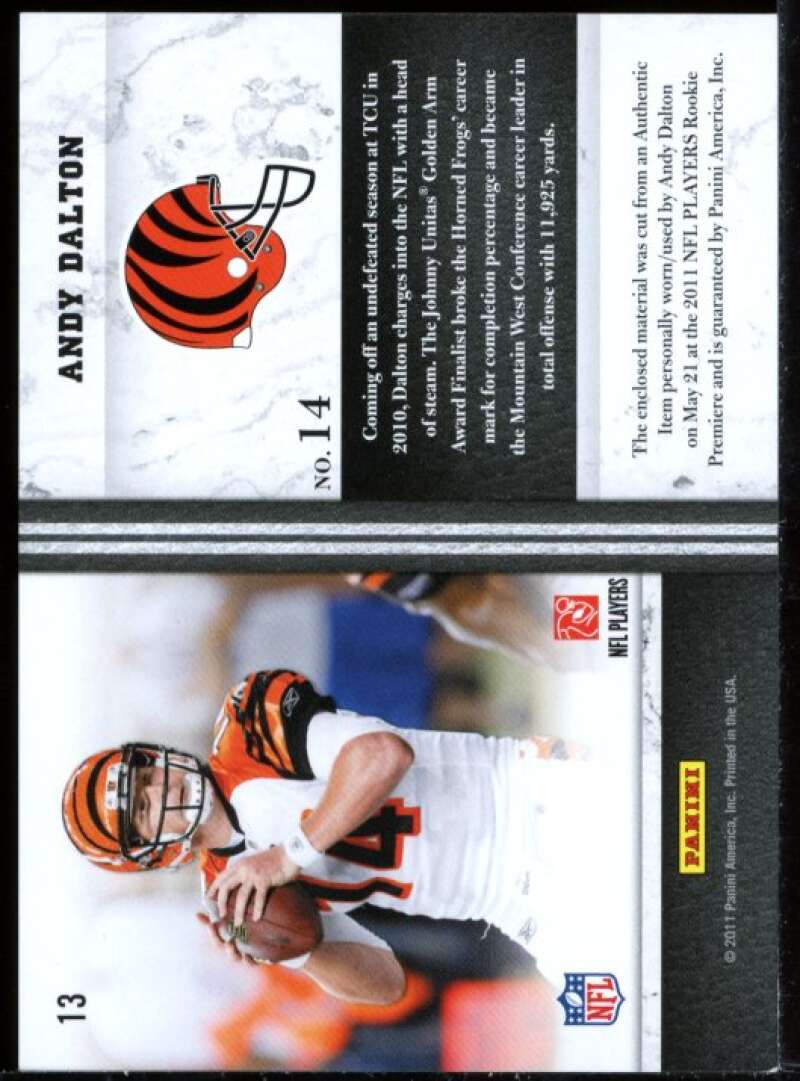 Andy Dalton Rookie Card 2011 Limited Rookie Prime Jumbo Jersey Materials #13 Image 2