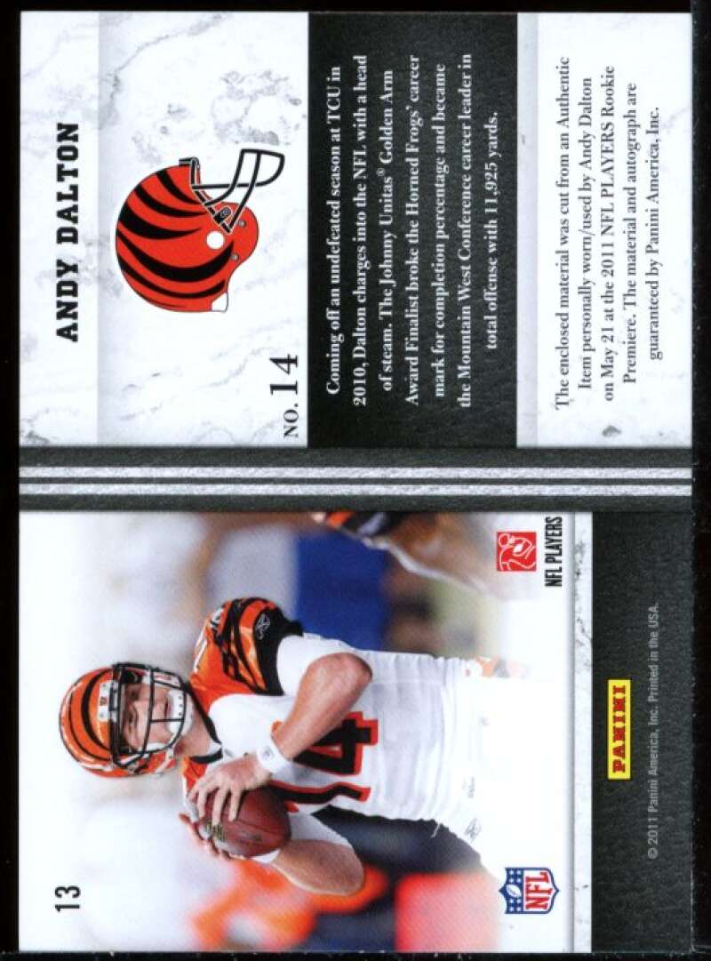 Andy Dalton Rookie Card 2011 Limited Rookie Jumbo Jersey Numbers Prime #13 Image 2