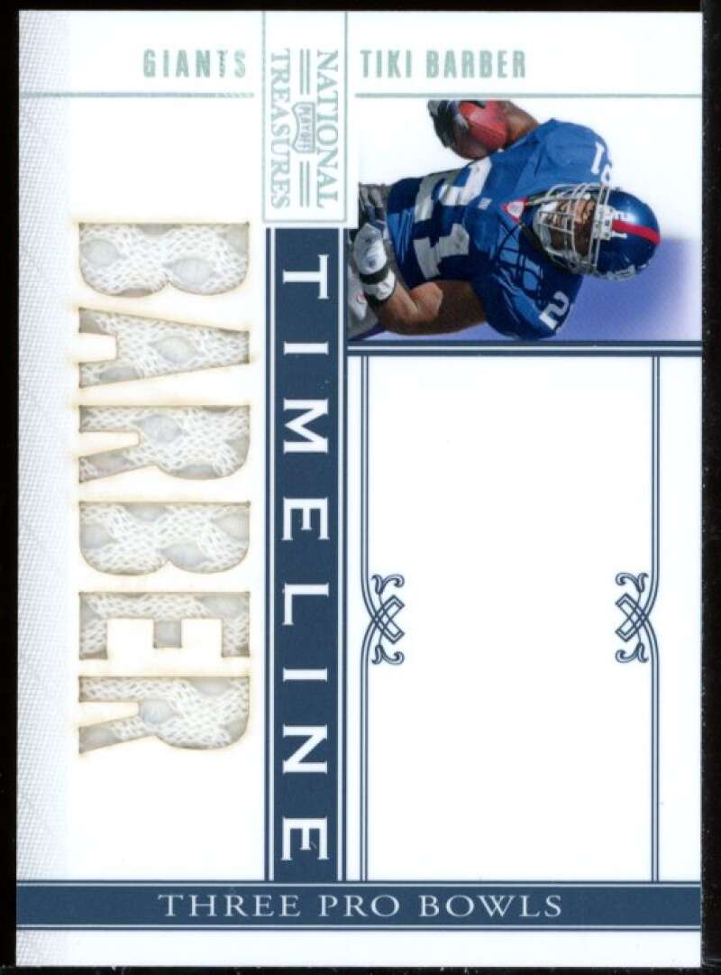 Tiki Barber Card 2010 Playoff National Treasures Timeline Jersey Player Name #16 Image 1