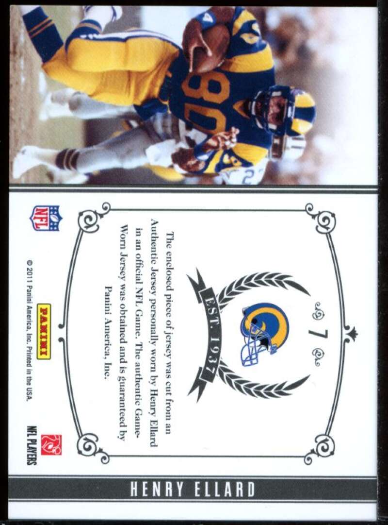 Henry Ellard Card 2010 Playoff National Treasures Timeline Name Jersey #7 Image 2