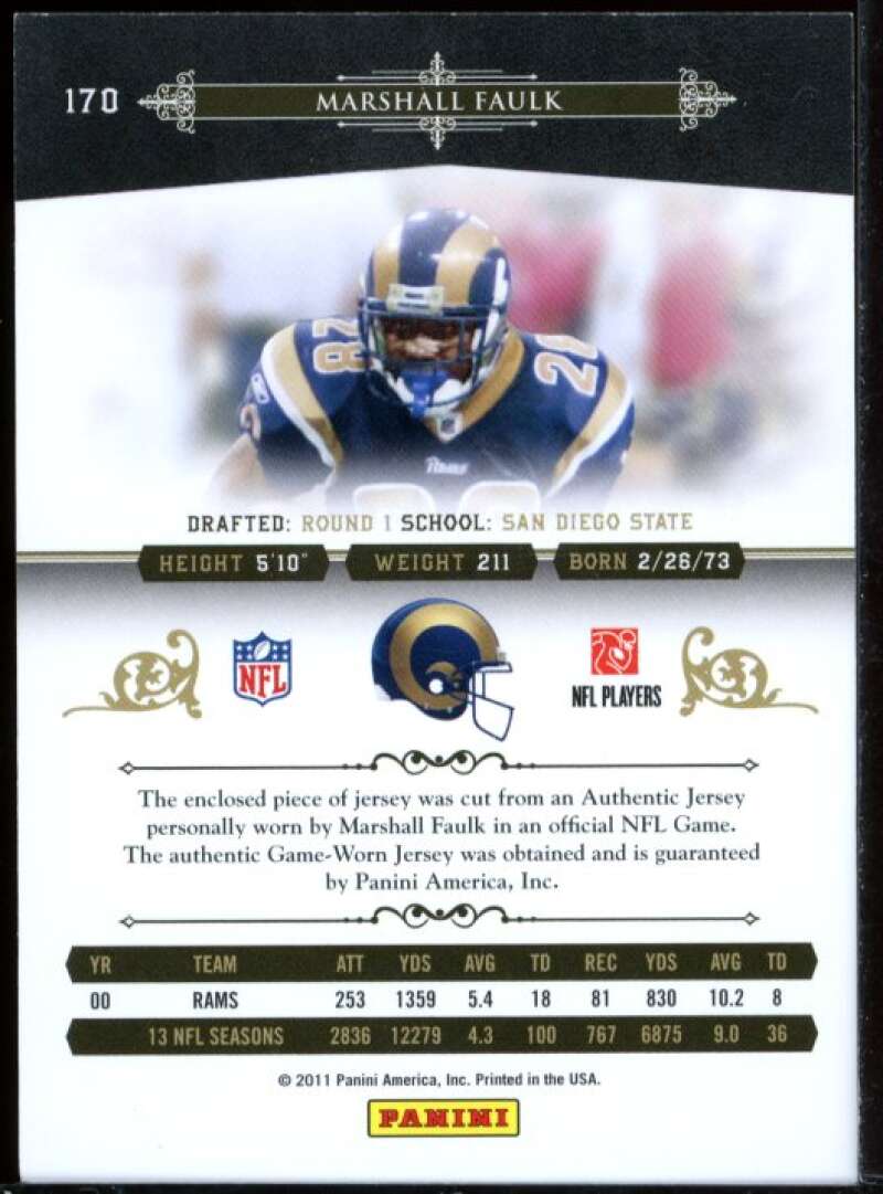 Marshall Faulk 2010 Playoff National Treasures Century Materials Jersey #170 Image 2