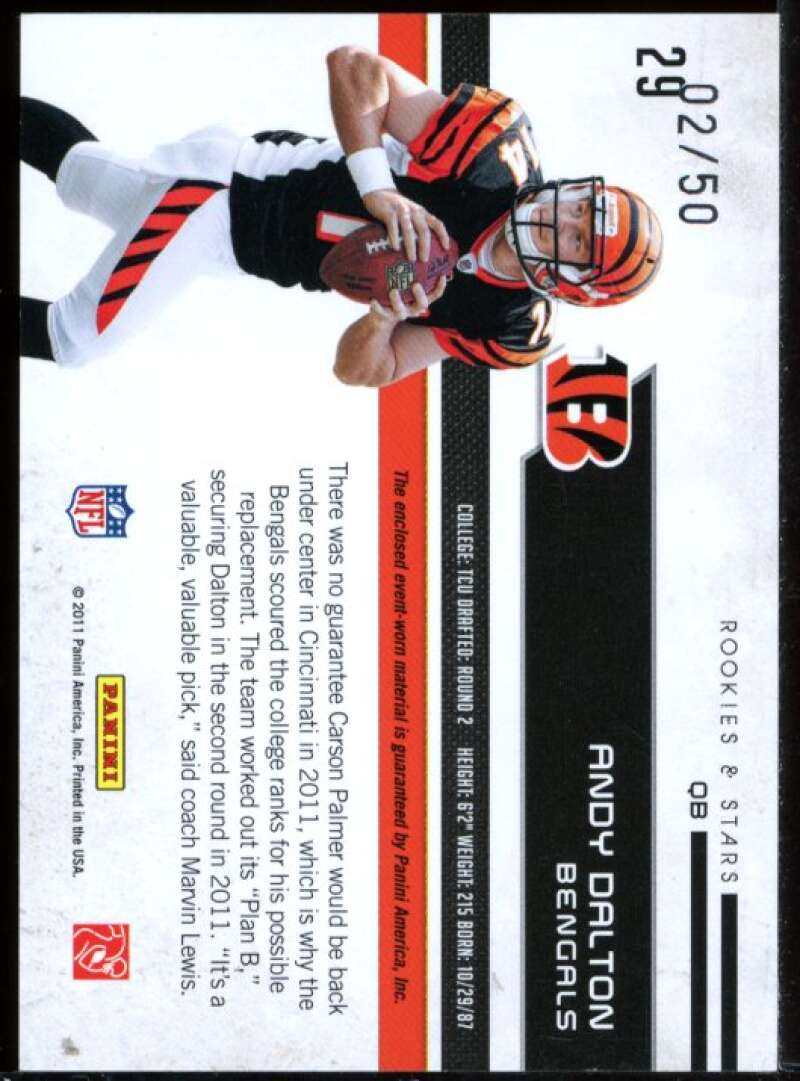 Andy Dalton 2011 Rookies n Stars Rookie Revolution Material Prime Jersey #29 Image 2