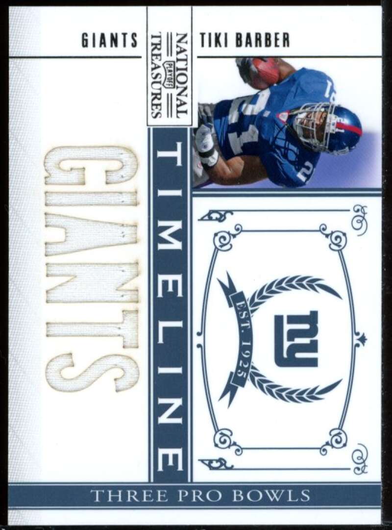 Tiki Barber Card 2010 Playoff National Treasures Timeline Team Name Jersey #16 Image 1