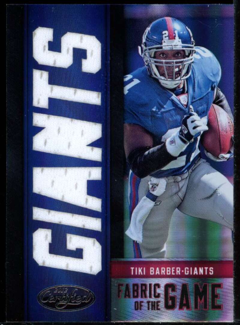 Tiki Barber Card 2012 Certified Fabric of the Game Team Die Cut Jersey #45 Image 1