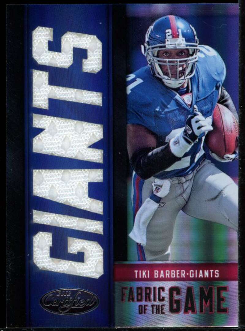 Tiki Barber Card 2012 Certified Fabric of the Game Team Die Cut Jersey #45 Image 1